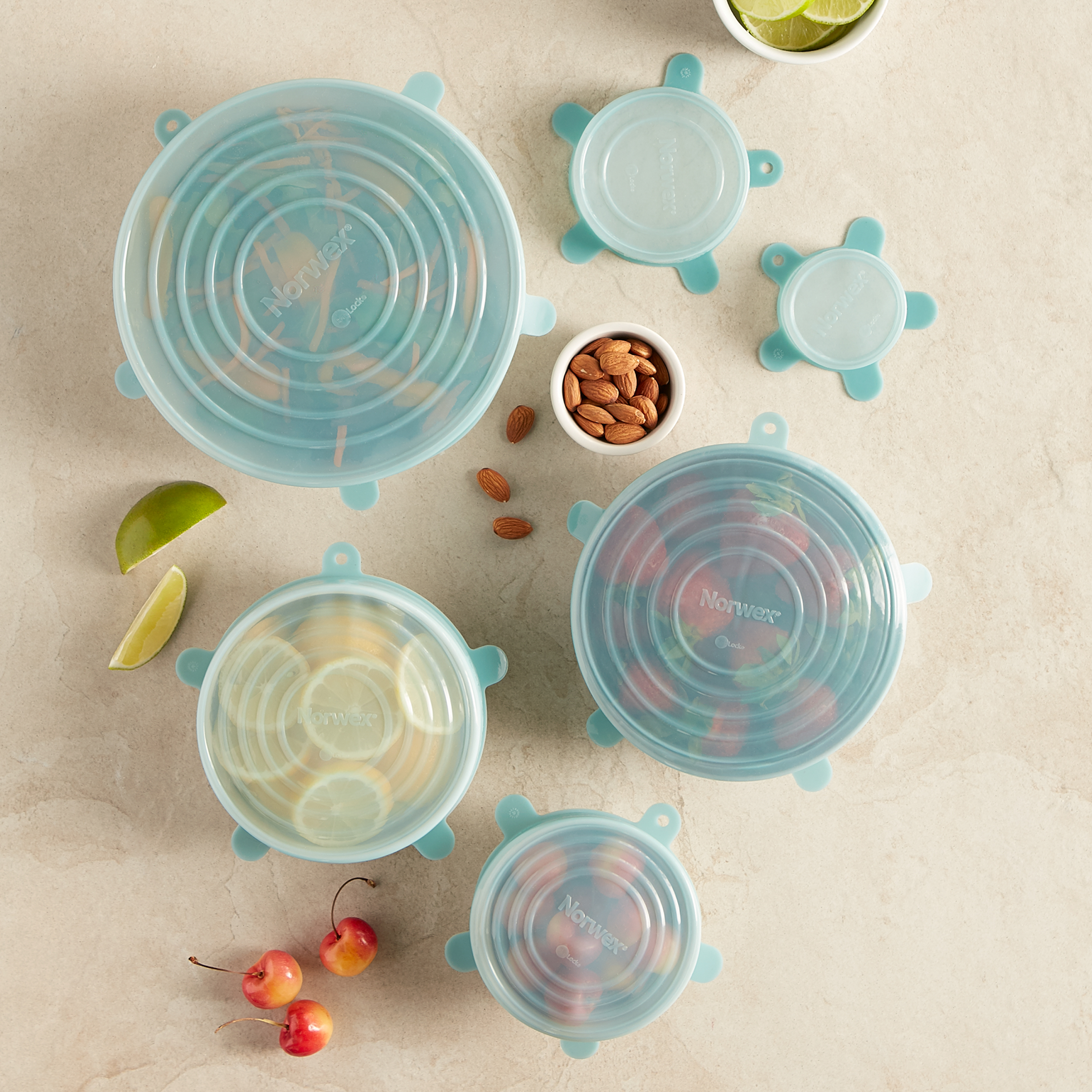 Norwex Stretchy Silicone Lids - teal