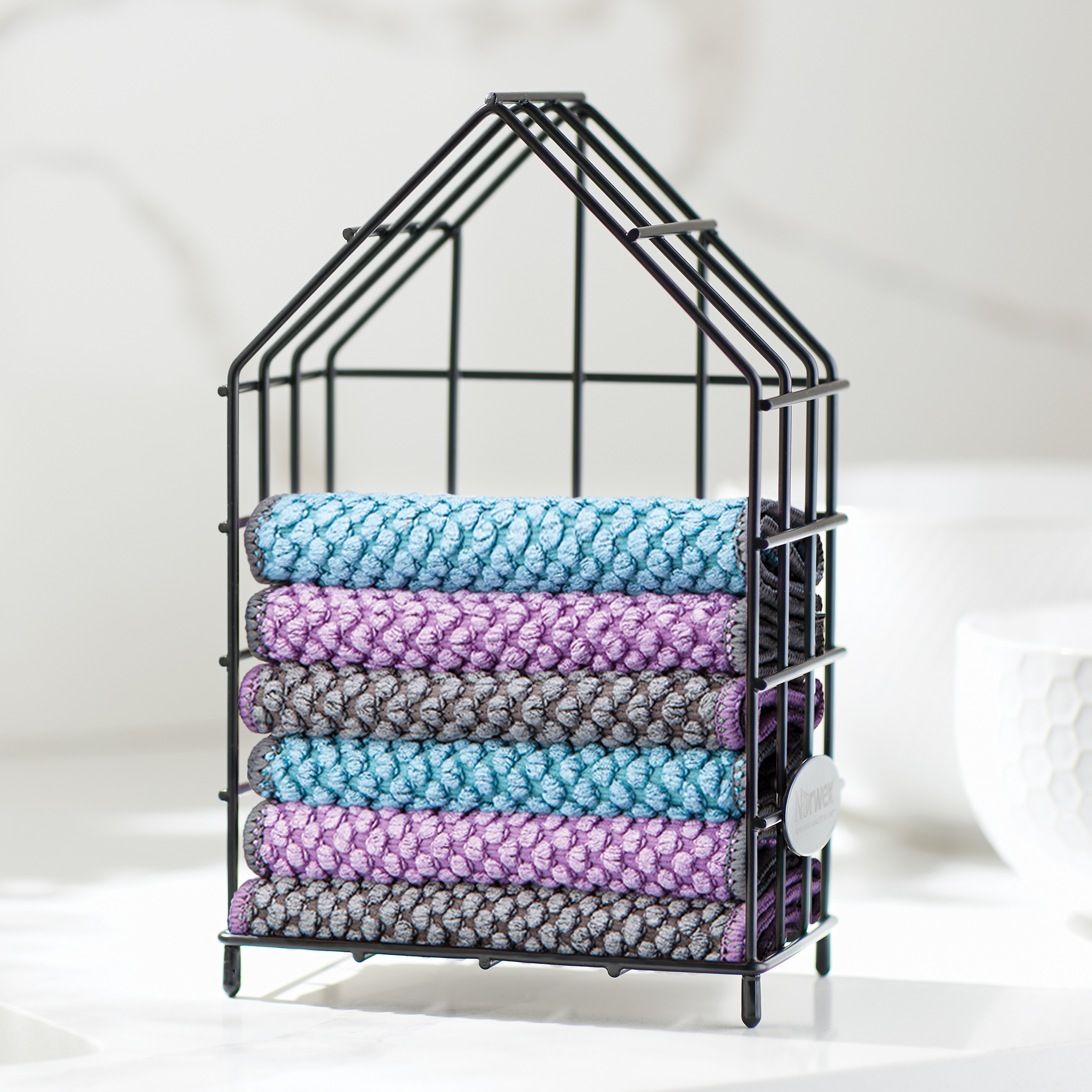 Norwex Counter Cloths & Box Set - graphite/eggplant/teal