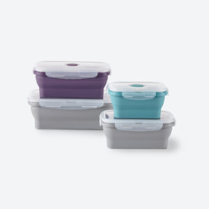 3b2747a671ccf31f478c2d4beea09833edab4f7a.jpg Norwex Silicone Food Storage Containers Set (set of 4) - teal/graphite/eggplant/graphite