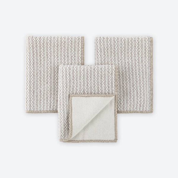 Norwex Diamond Textured Kitchen Cloth Trio - heathered oatmeal