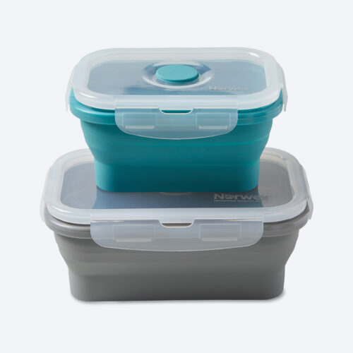 cdcba287140ad001d0c629728dcc9958a2ba8fc6.jpg Norwex Silicone Food Storage Containers S/M (set of 2) - teal/graphite