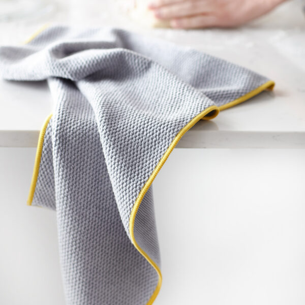 Norwex Diamond Textured Kitchen Towel - graphite with sunflower trim